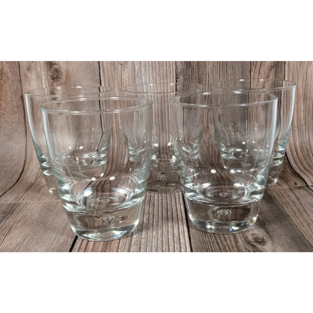 Bormioli Rocco Luna Double Old Fashioned Glasses 12 oz Bubble Base Set of 5